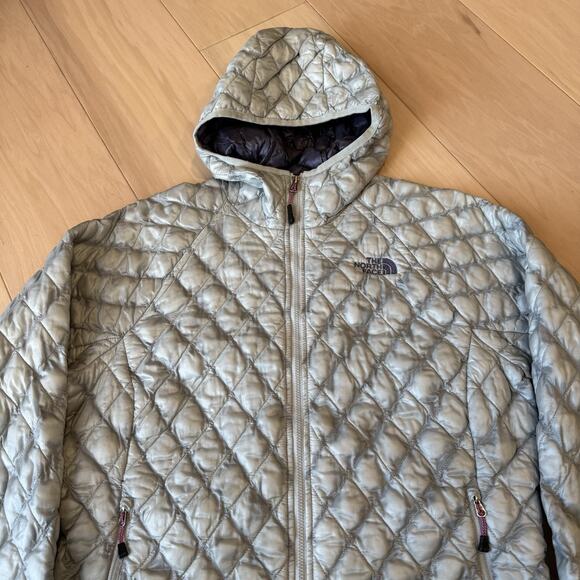 North Face Thermoball Jacket Women's Medium Gray Full Zip Insulated Outerwear - Picture 3 of 9
